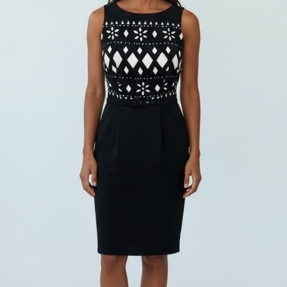 NWT EVA FRANCO BLACK DRESS WITH BELT AND POCKETS SIZE 4 Classic Anthropologie